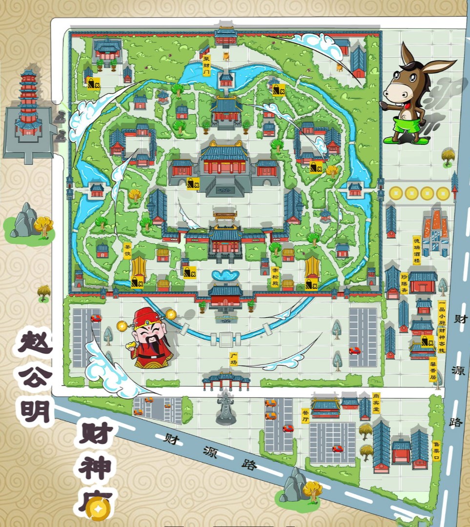 双滦寺庙类手绘地图